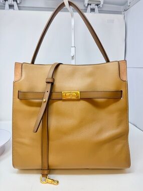 Tory Burch Lee Radziwill Brown Large Double bag LTD ed w/glove leather sides